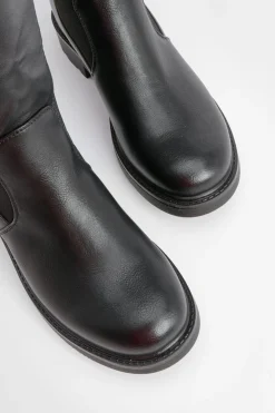 Bottes plates à hauteur du genou avec panneaux élastiques