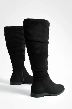 Bottes plates montantes en synthétique suède décontractées