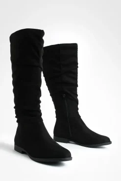 Bottes plates montantes en synthétique suède décontractées