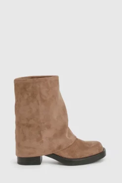 Bottes rabattables à bout carré en suède synthétique