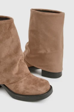 Bottes rabattables à bout carré en suède synthétique