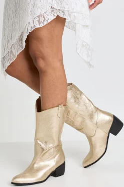 Bottes Santiags Western À Détail Languette Coupe Large