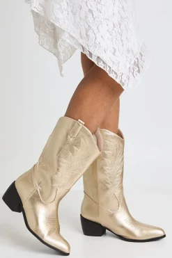 Bottes Santiags Western À Détail Languette Coupe Large