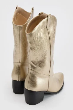 Bottes Santiags Western À Détail Languette Coupe Large