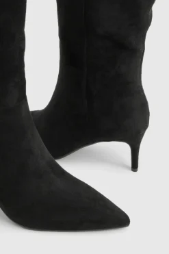 boohoo Bottes Stiletto Coupe Large En Synthétique Incurvée< Bottes|Bottes En Daim