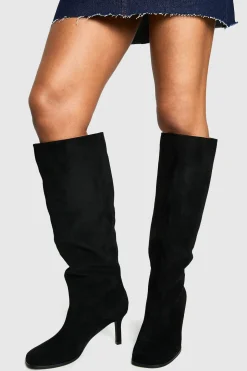 Bottes stiletto hautes à bout carré arrondi