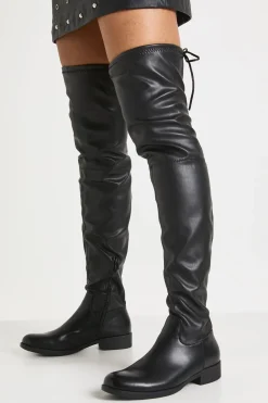 boohoo Bottes stretch synthétique au-dessus du genou< Bottes|Bottes Noires