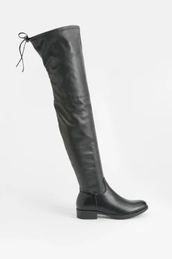 boohoo Bottes stretch synthétique au-dessus du genou< Bottes|Bottes Noires