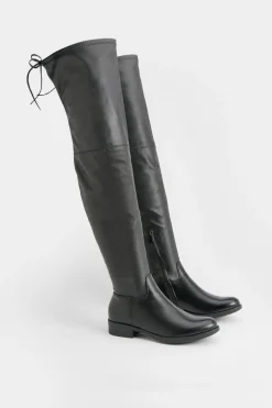 boohoo Bottes stretch synthétique au-dessus du genou< Bottes|Bottes Noires