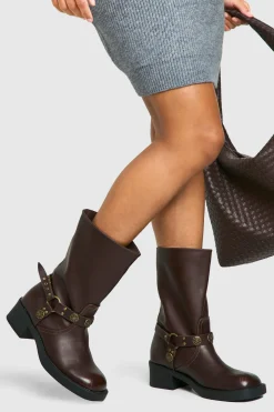 Bottes style western à large coupe avec détail de boucle