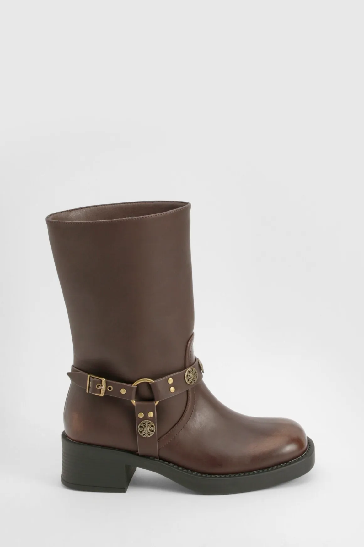 Bottes style western à large coupe avec détail de boucle
