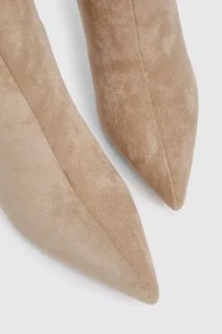Bottes à talon aiguille à bout pointu froncées en Faux Suede