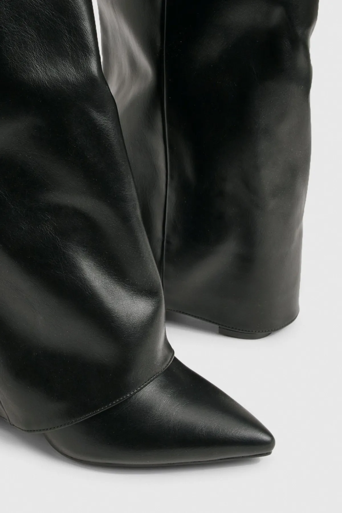 boohoo Bottes à talon aiguille montantes rabattables en coupe large< Bottes|Bottes Hautes