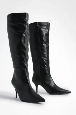 boohoo Bottes à talon bas à bout pointu en colonne< Bottes|Bottes Hautes