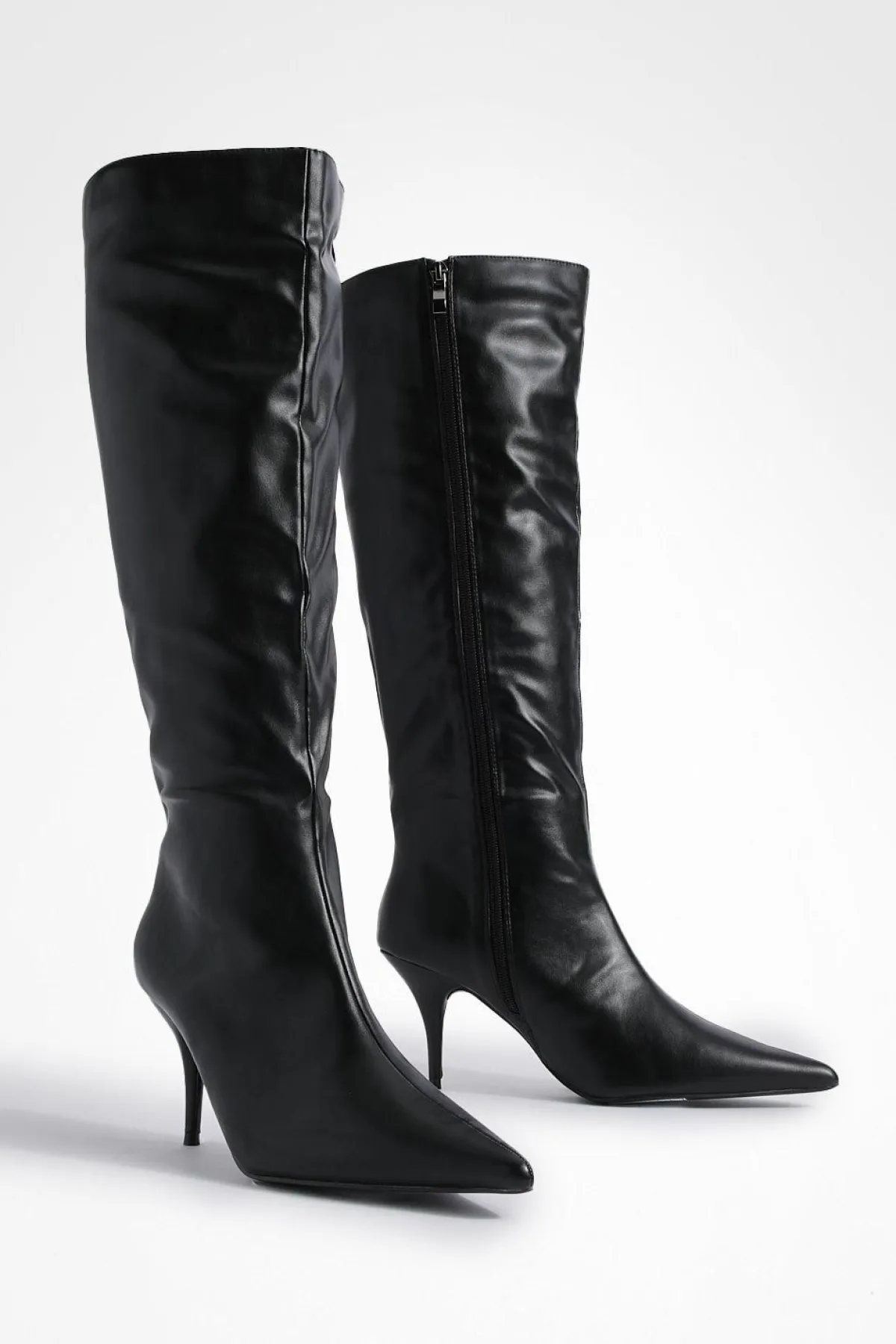 boohoo Bottes à talon bas à bout pointu en colonne< Bottes|Bottes Hautes