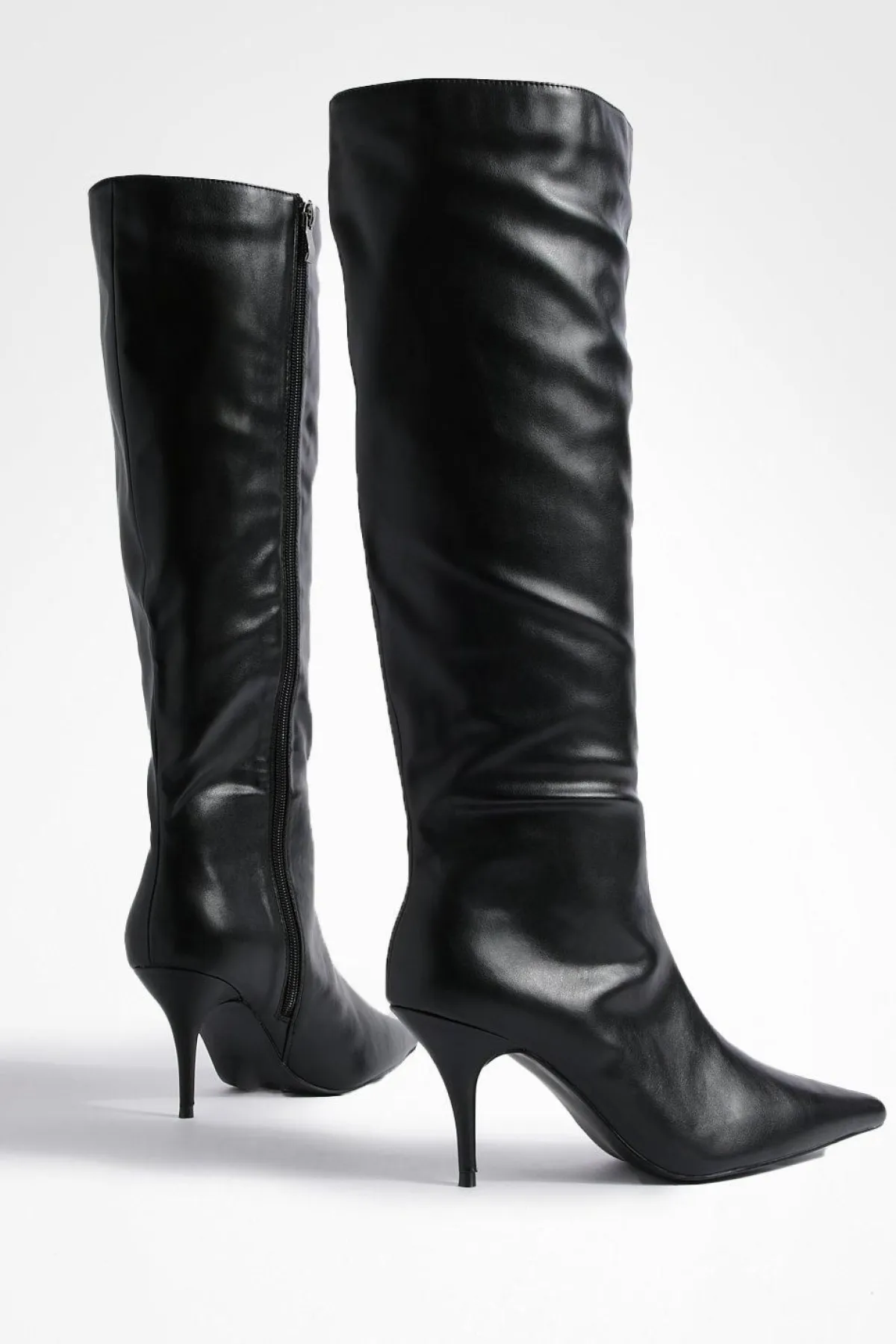 boohoo Bottes à talon bas à bout pointu en colonne< Bottes|Bottes Hautes