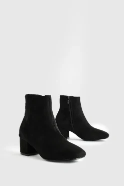 boohoo Bottes à talon bloc bas en synthétique, coupe large< Bottes|Bottes En Daim