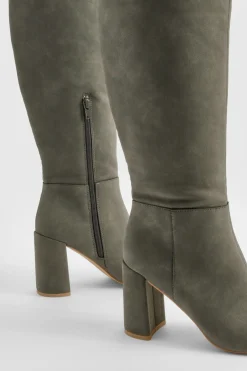 boohoo Bottes à talon empilé montantes jusqu'au genou< Bottes|Bottes Hautes