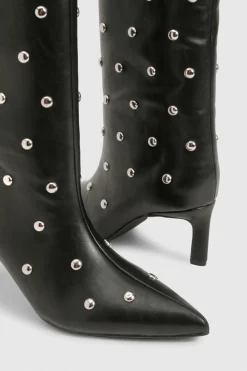 Bottes à talons aiguilles à colonne médiane cloutées