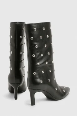 Bottes à talons aiguilles à colonne médiane cloutées