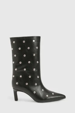 Bottes à talons aiguilles à colonne médiane cloutées
