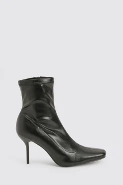 boohoo Bottes à talons aiguilles en tissu extensible< Bottes|Bottes Noires