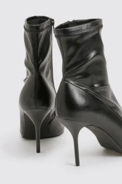 boohoo Bottes à talons aiguilles en tissu extensible< Bottes|Bottes Noires