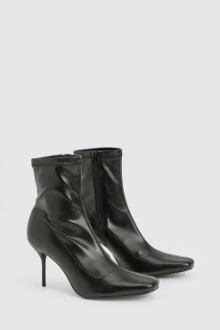 boohoo Bottes à talons aiguilles en tissu extensible< Bottes|Bottes Noires