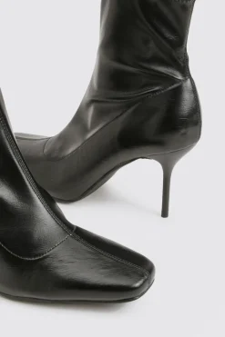 boohoo Bottes à talons aiguilles en tissu extensible< Bottes|Bottes Noires