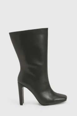 Bottes à talons à bout carré à coupe large