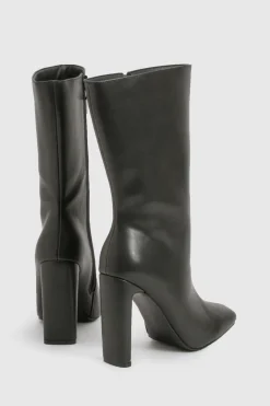 Bottes à talons à bout carré à coupe large