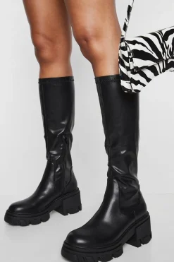 boohoo Bottes à talons épais hautes jusqu'au mollet< Bottes|Bottes Hautes