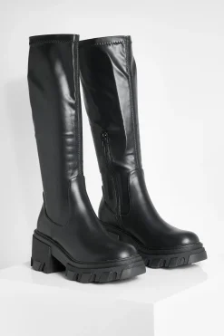 boohoo Bottes à talons épais hautes jusqu'au mollet< Bottes|Bottes Hautes