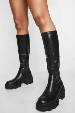 boohoo Bottes à talons épais hautes jusqu'au mollet< Bottes|Bottes Hautes