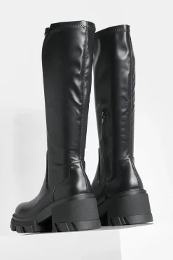 boohoo Bottes à talons épais hautes jusqu'au mollet< Bottes|Bottes Hautes