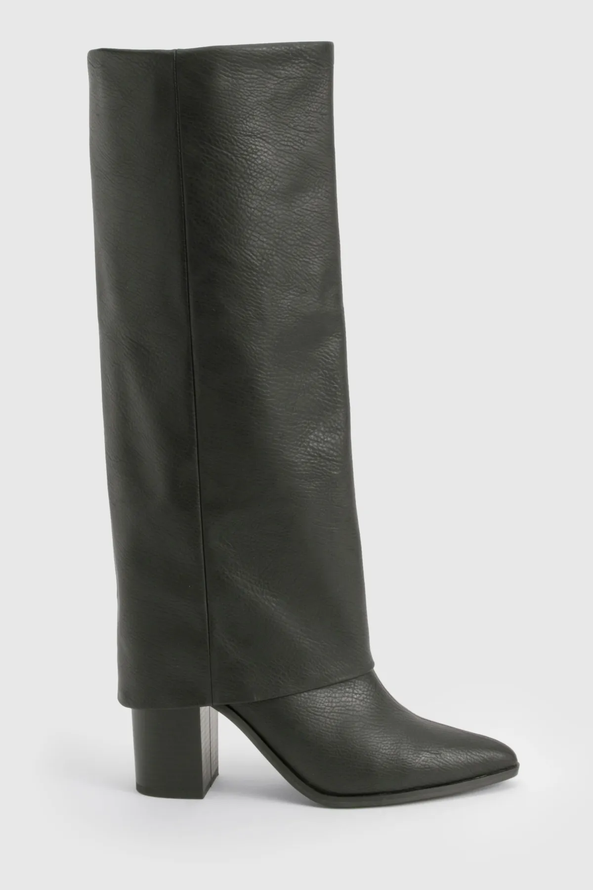 boohoo Bottes texturées jusqu'aux genoux à talon empilé rabattable< Bottes|Bottes Hautes