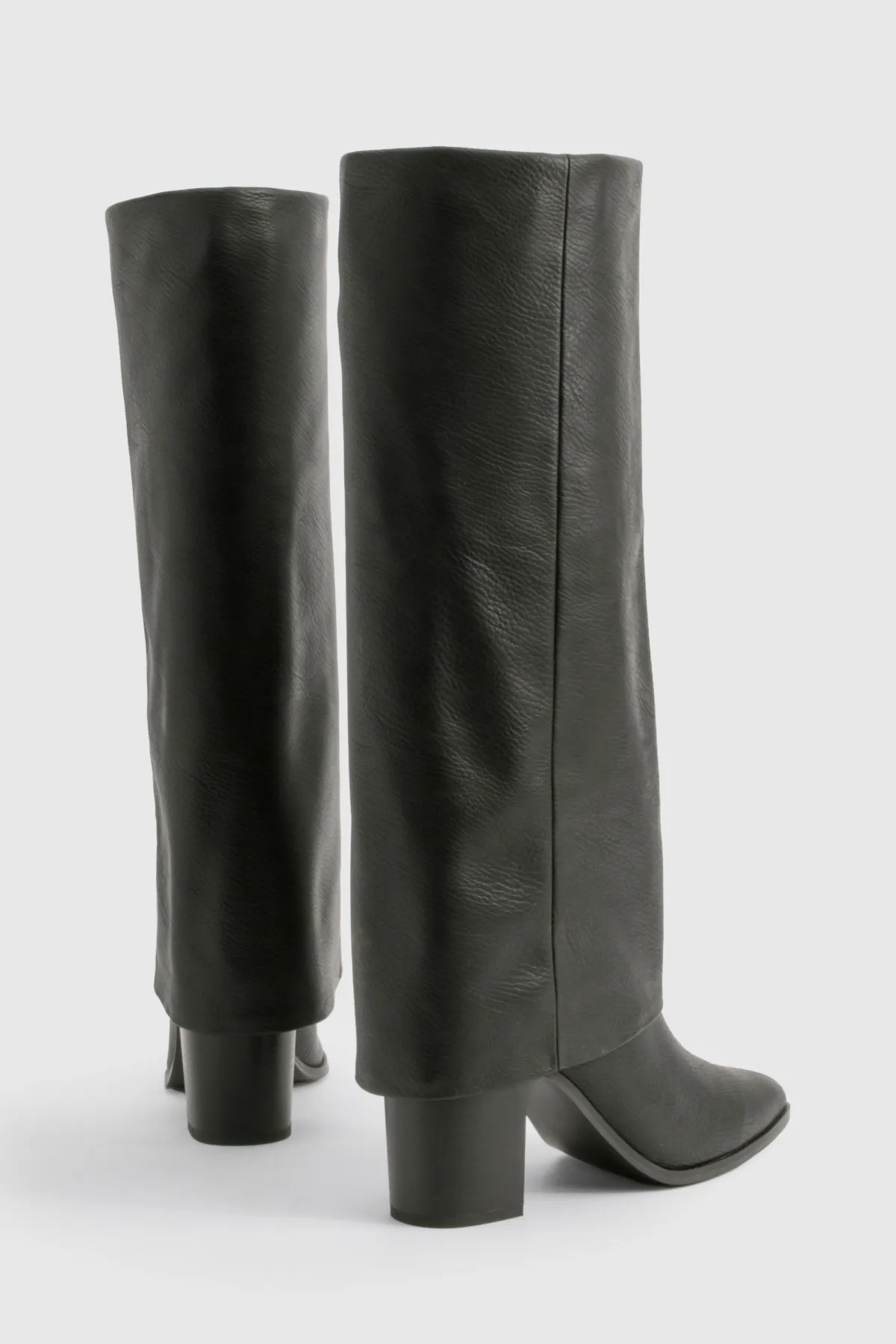 boohoo Bottes texturées jusqu'aux genoux à talon empilé rabattable< Bottes|Bottes Hautes