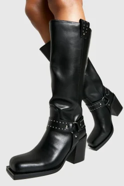 boohoo Bottes Western Biker à Boucle et Coupe Large< Bottes|Bottes Motardes