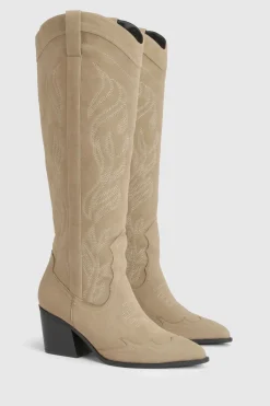 boohoo Bottes Western Brodées Coupe Large< Bottes|Santiags