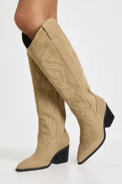 boohoo Bottes Western Brodées Coupe Large< Bottes|Santiags