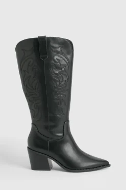 Bottes Western Brodées Coupe Large