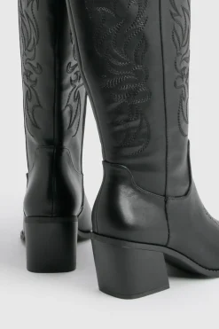 Bottes Western Brodées Coupe Large