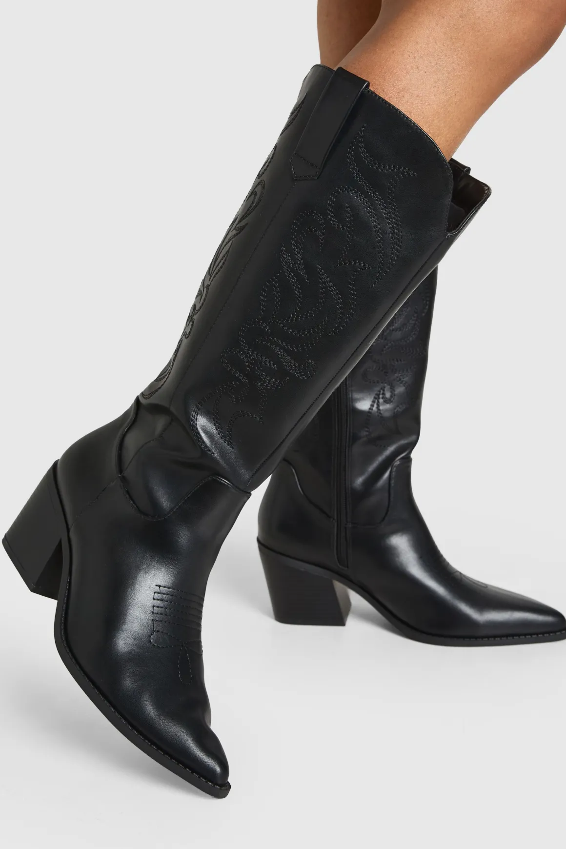 Bottes Western Brodées Coupe Large
