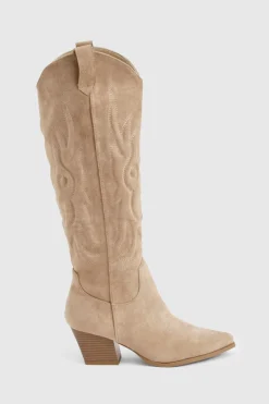 boohoo Bottes Western brodées jusqu'aux genoux< Bottes|Bottes En Daim