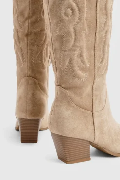 boohoo Bottes Western brodées jusqu'aux genoux< Bottes|Bottes En Daim