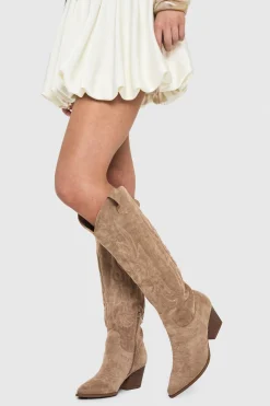 boohoo Bottes Western brodées jusqu'aux genoux< Bottes|Bottes En Daim