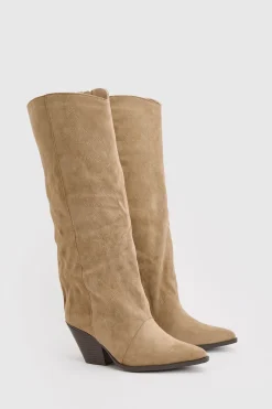 boohoo Bottes Western À Colonne En Synthétique Brodée< Bottes|Bottes En Daim