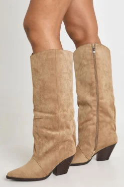 boohoo Bottes Western À Colonne En Synthétique Brodée< Bottes|Bottes En Daim