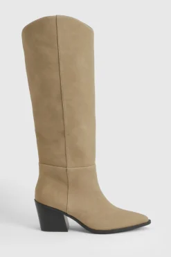 Bottes Western Coupe Large avec Détails de Coutures