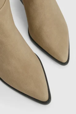 Bottes Western Coupe Large avec Détails de Coutures